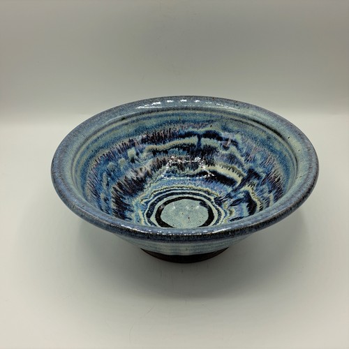 #230128 Bowl Blue Swirl 9.5x4.75 $18 at Hunter Wolff Gallery